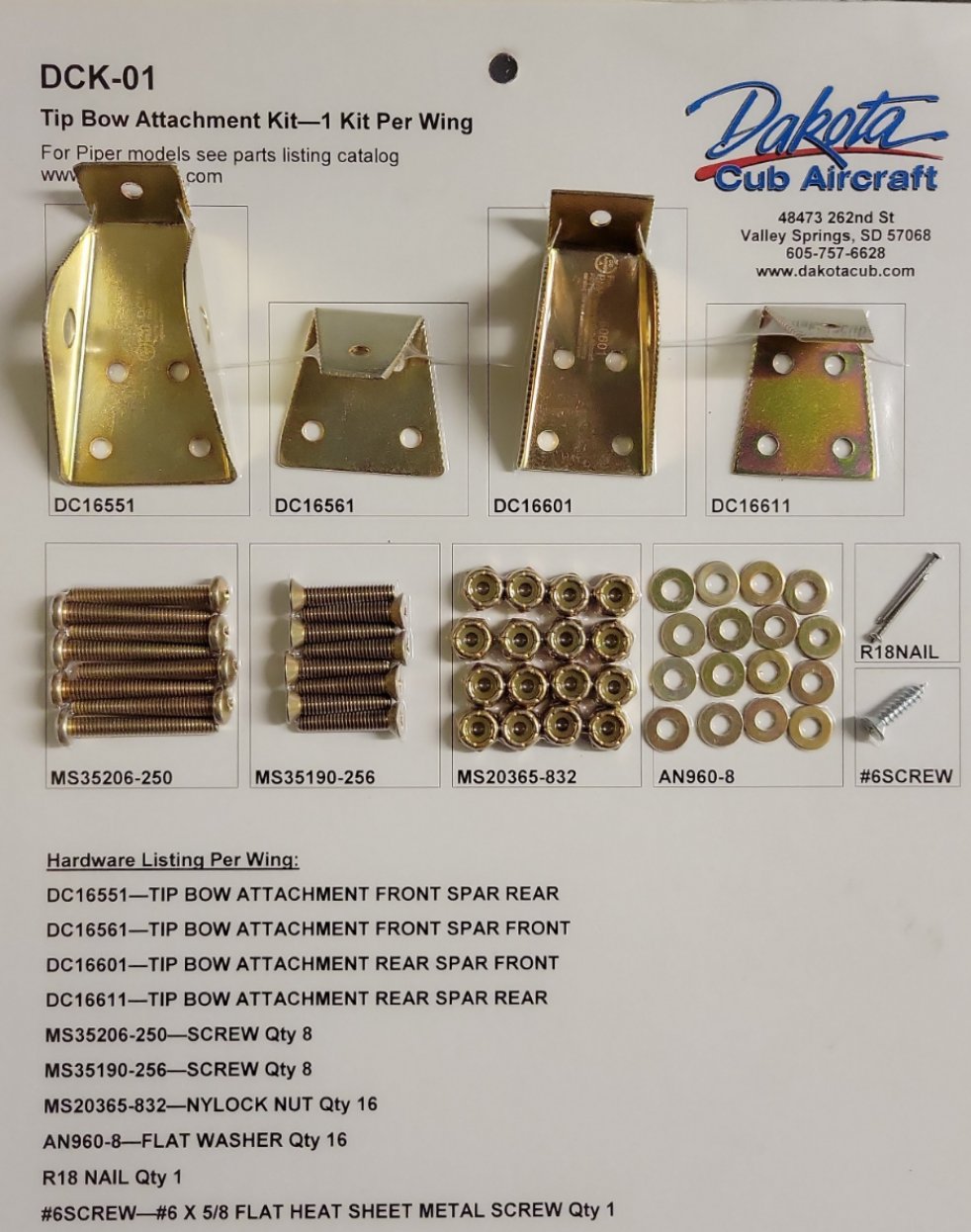 Tip Bow Attachment Kit (1 Wing)
